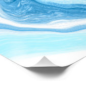 青と白の流体アート大理石 ポスター (コーナー)