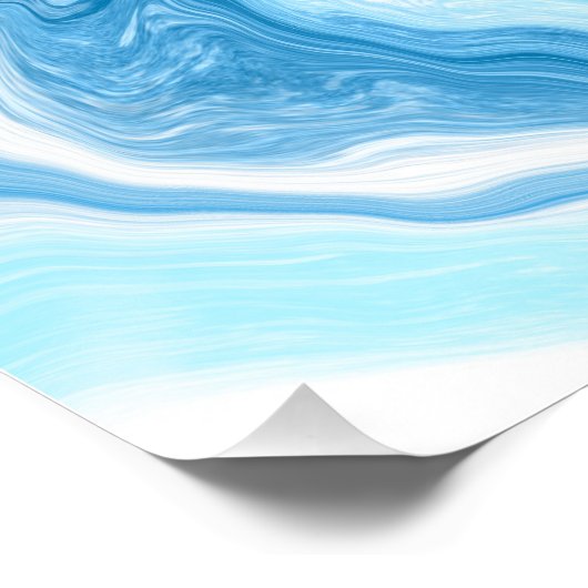 青と白の流体アート大理石 ポスター (コーナー)