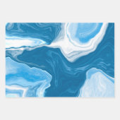 青と白の流体アート大理石 ラッピングペーパーシート (正面2)