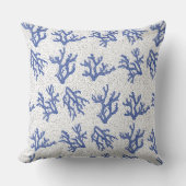青と白の海の珊瑚の装飾用クッション クッション (正面)