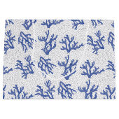 青と白の海サンゴアロバープリント ラージペーパーバッグ (正面)