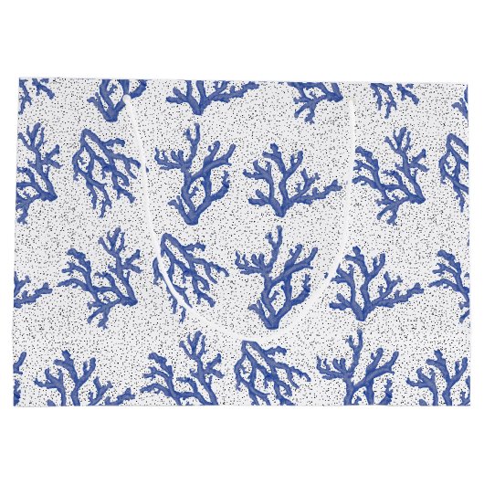 青と白の海サンゴアロバープリント ラージペーパーバッグ (裏面)
