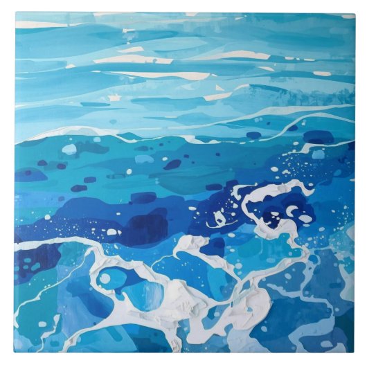 青と白の海地中海のアズレジョ タイル (正面)