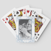 青と白の海岸シック結婚の写真の好意 トランプ (裏面)