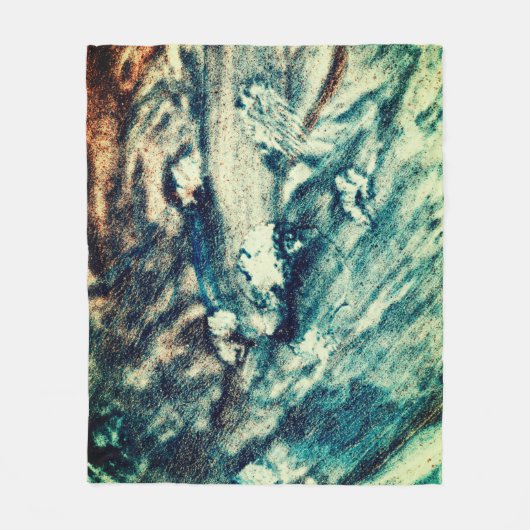 青と白の海波 フリースブランケット (正面)