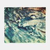 青と白の海波 フリースブランケット (正面(横))