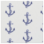 青と白の海洋いかり ファブリック (クローズアップ)