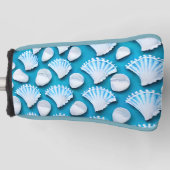 青と白の海貝の模様 ゴルフヘッドカバー (正面)