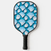 青と白の海貝の模様 ピックルボールラケット (裏面)