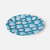 青と白の海貝の模様 ペーパープレート (アングル)