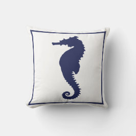 青と白の海馬沿岸航海のビーチThr クッション