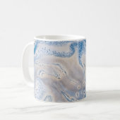 青と白の液体芸術 コーヒーマグカップ (正面左)