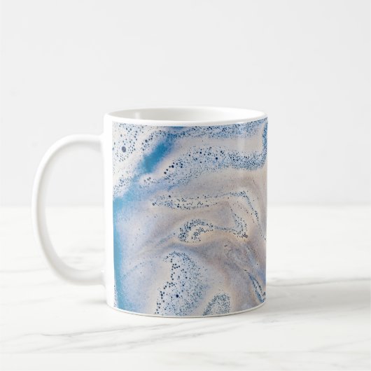 青と白の液体芸術 コーヒーマグカップ (左)