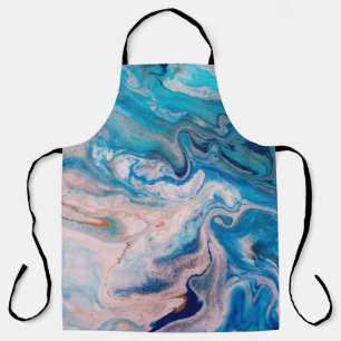 青と白の混合大理石の抽象芸術を閉じる エプロン