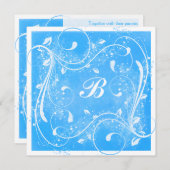 青と白の渦巻き結婚式招待状 招待状 (正面/裏面)