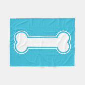 青と白の漫画の犬の骨 フリースブランケット (正面(横))