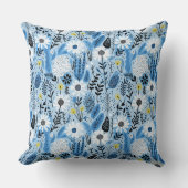 青と白の濃淡デイジーと離れ クッション (正面)