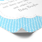 青と白の灰色の象の赤ちゃんシャワーポスター ポスター (角)