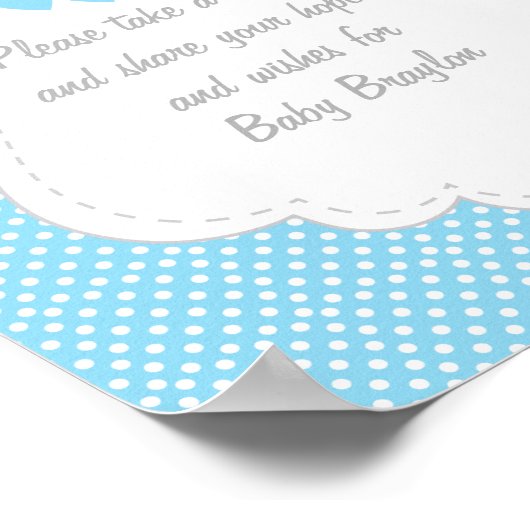 青と白の灰色の象の赤ちゃんシャワーポスター ポスター (角)