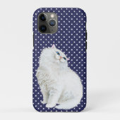 青と白の点にペルシャ猫 Case-Mate iPhoneケース (裏面)
