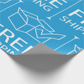 青と白の無料発送アイコン ラッピングペーパー (角)