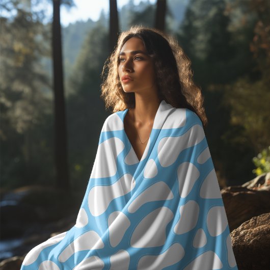 青と白の牛のプリント美学 フリースブランケット