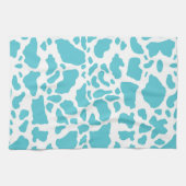 青と白の牛の斑点アニマルプリントパターン キッチンタオル (横)