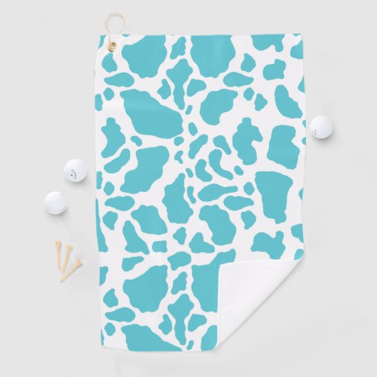 青と白の牛の斑点アニマルプリントパターン ゴルフタオル (インサイチュ)