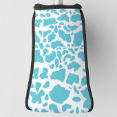 青と白の牛の斑点アニマルプリントパターン ゴルフヘッドカバー (回転90)