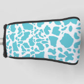 青と白の牛の斑点アニマルプリントパターン ゴルフヘッドカバー (正面)