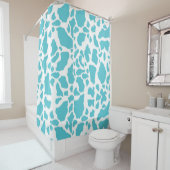 青と白の牛の斑点アニマルプリントパターン シャワーカーテン (インサイチュ)