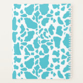 青と白の牛の斑点アニマルプリントパターン プランナー手帳 (裏面)