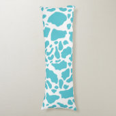 青と白の牛の斑点アニマルプリントパターン ボディピロー (正面縦)