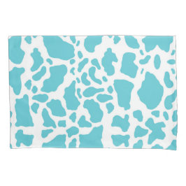 青と白の牛の斑点アニマルプリントパターン 枕カバー