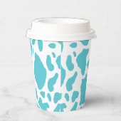 青と白の牛の斑点アニマルプリントパターン 紙コップ (右)