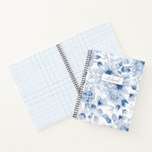 青と白の牡丹と花水色 ノートブック (内部)