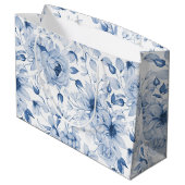 青と白の牡丹と花水色 ラージペーパーバッグ (裏面アングル)