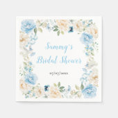 青と白の牡丹の花ブライダルシャワー スタンダードカクテルナプキン (正面)