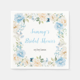 青と白の牡丹の花ブライダルシャワー スタンダードカクテルナプキン