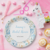青と白の牡丹の花ブライダルシャワー ペーパープレート (パーティー)
