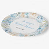 青と白の牡丹の花ブライダルシャワー ペーパープレート (アングル)