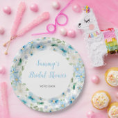 青と白の牡丹の花ブライダルシャワー ペーパープレート (パーティー)