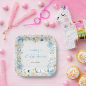 青と白の牡丹の花ブライダルシャワー ペーパープレート (パーティー)