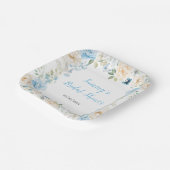 青と白の牡丹の花ブライダルシャワー ペーパープレート (傾斜あり)