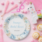 青と白の牡丹の花ブライダルシャワー ペーパープレート (パーティー)