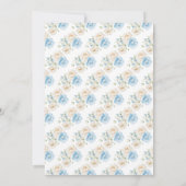 青と白の牡丹の花ブライダルシャワー 招待状 (裏面)