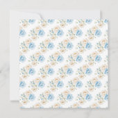 青と白の牡丹の花ブライダルシャワー 招待状 (裏面)