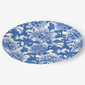 青と白の牡丹チノイスリーフローラ ペーパープレート (アングル)