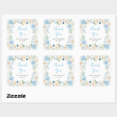 青と白の牡丹ブライダルシャワーありがとう スクエアシール (シート)