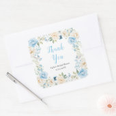 青と白の牡丹ブライダルシャワーありがとう スクエアシール (封筒)